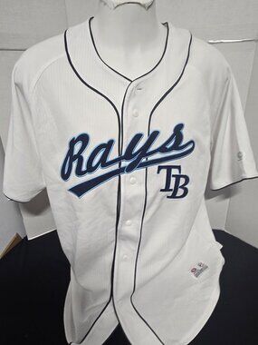 NWT Tampa Bay Rays True Fan MLB White Home Jersey Men's XL 46-48 Genuine Merchan